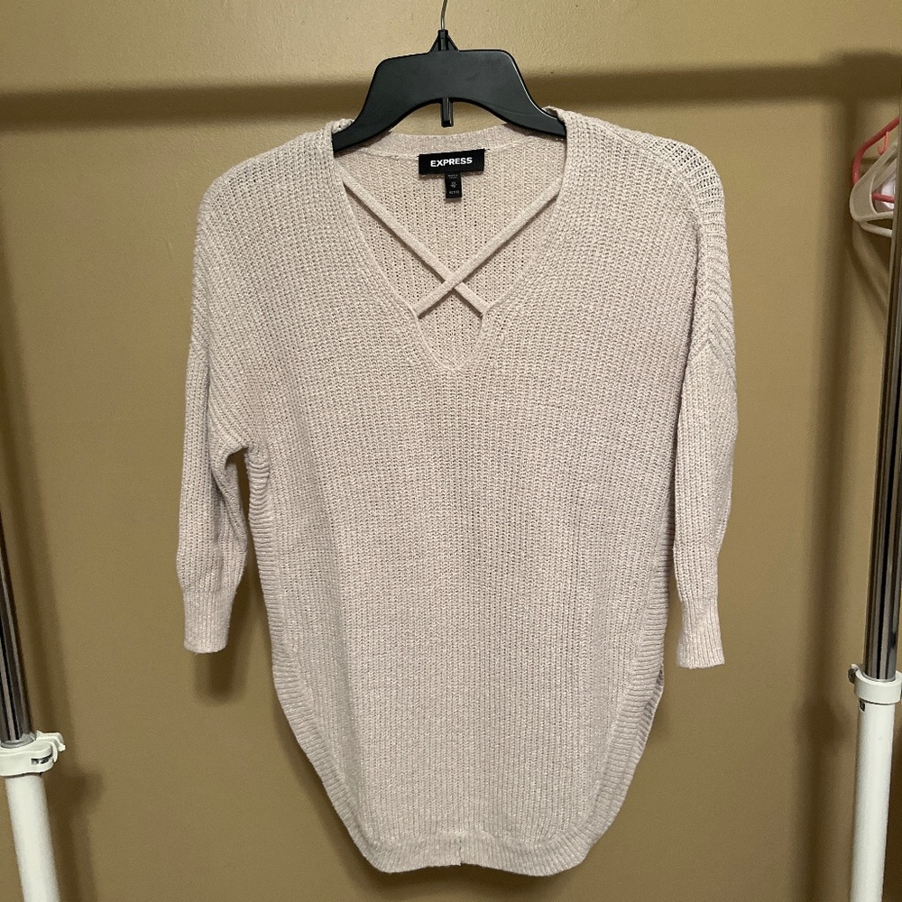 Express 3/4 Sleeve V-Neck Sweater